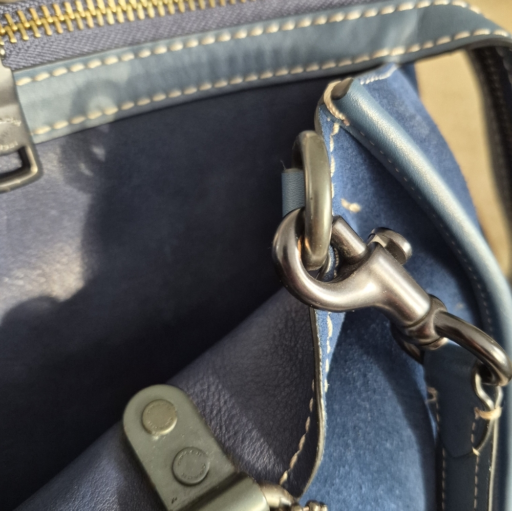 Authentic Coach Navy Blue Suede And Leather 1941 Rogue 36 Tote Bag - Picture 14 of 16